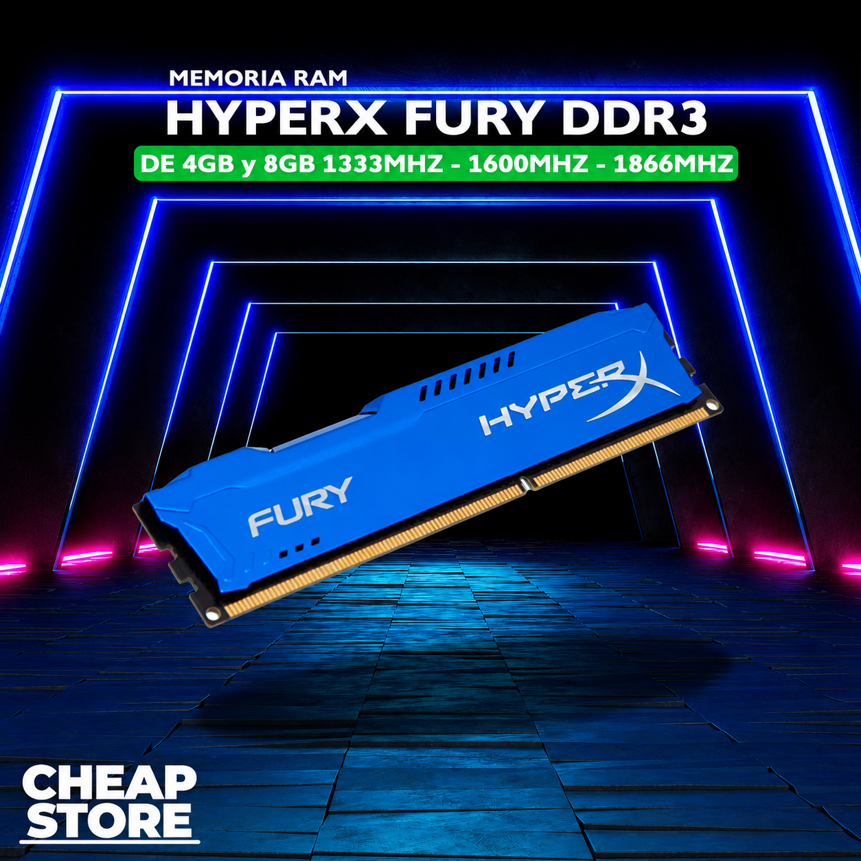Memoria RAM HyperX Fury DDR3 4GB / 8GB 1333MHz - 1600MHz - 1866MHz para PC de Escritorio